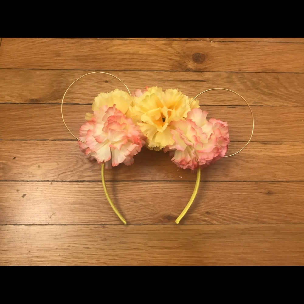 Flowered mouse ears headband